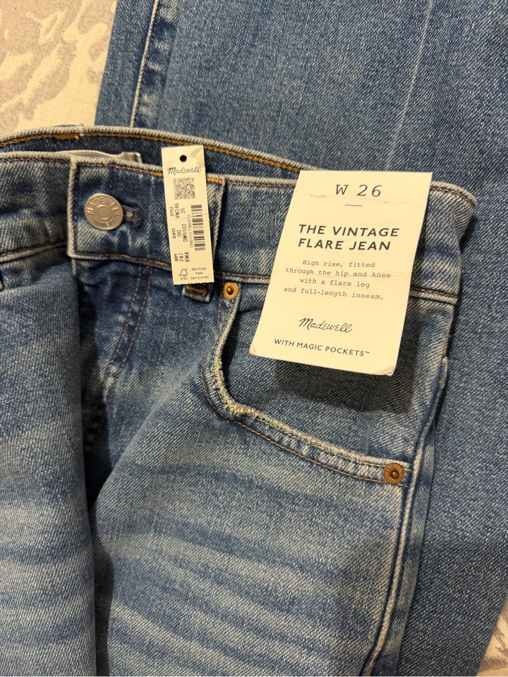 Madewell Vintage Flare Jeans in Light Blue NWT size 26